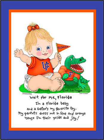 Florida Wait for Me Baby Cheerleader Matted Print