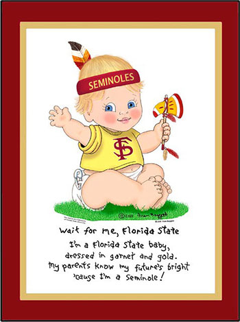 Florida State Wait for Me Baby Cheerleader Matted Art Print