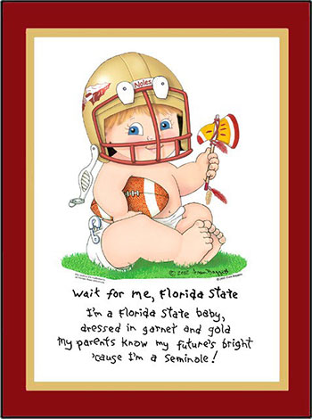 Florida State Wait for Me Baby Football Player Matted Art Print