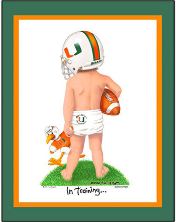 Miami In Training Football Player Matted Print