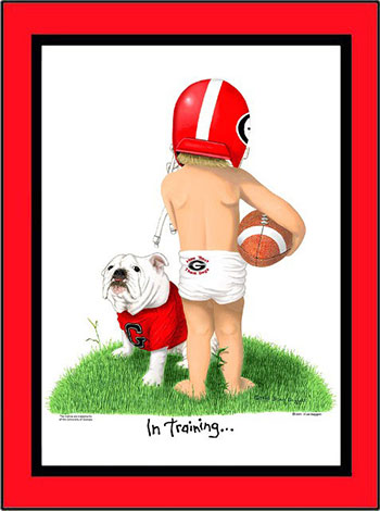 Georgia In Training Football Player Matted Print