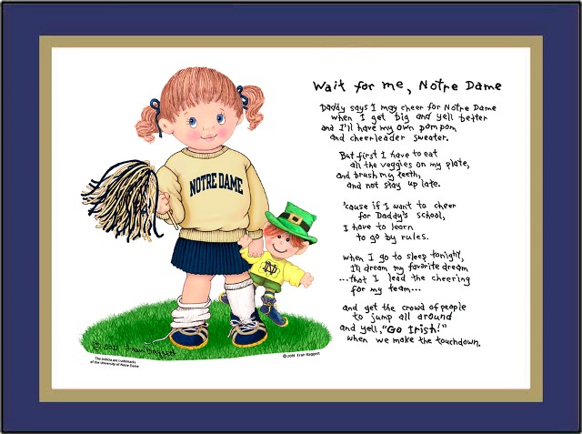 Notre Dame Wait for Me Cheerleader Matted Art Print