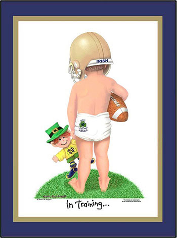 Notre Dame In Training Football Player Matted Art Print