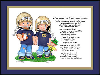 Notre Dame Wait for Me Brothers Football Players Matted Art Print